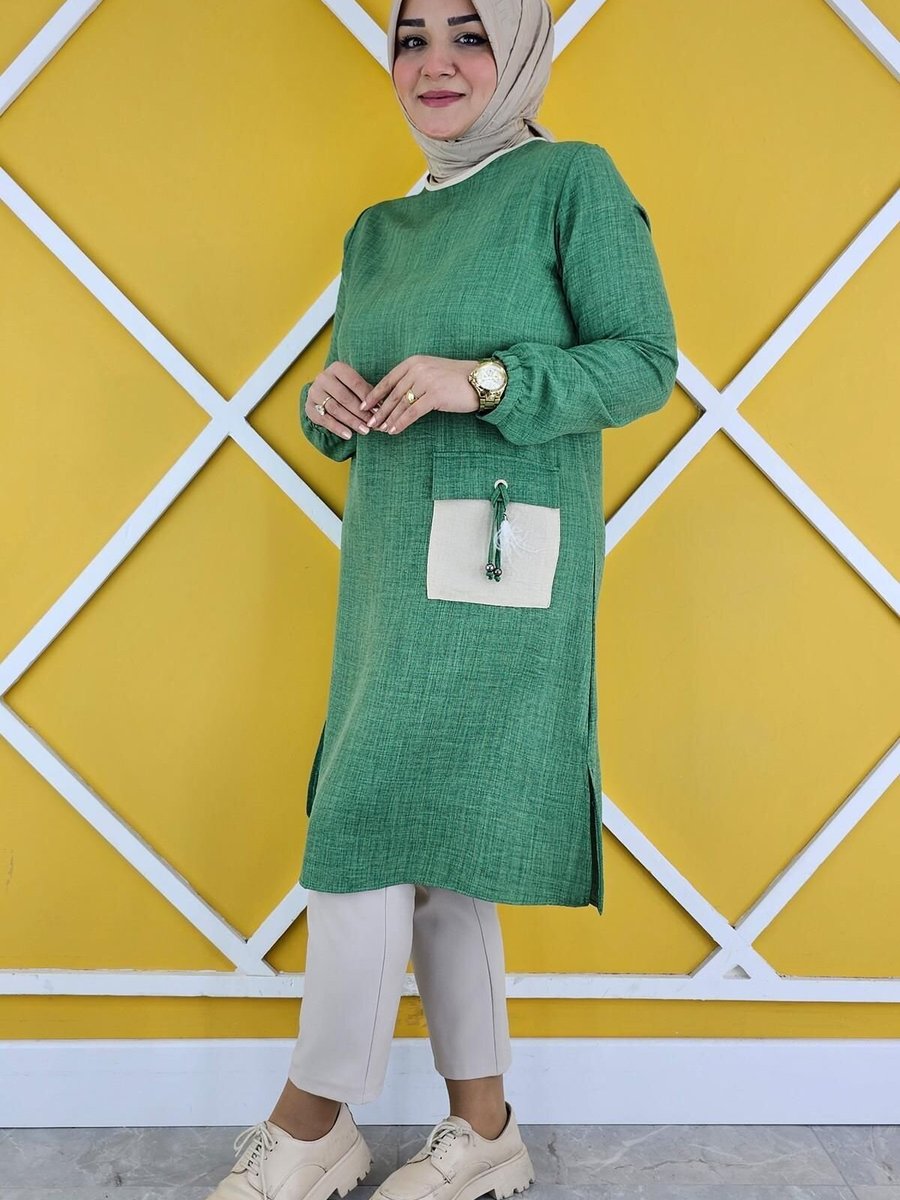 MYSTİL Benetton Cep Püskül Detaylı Tunik