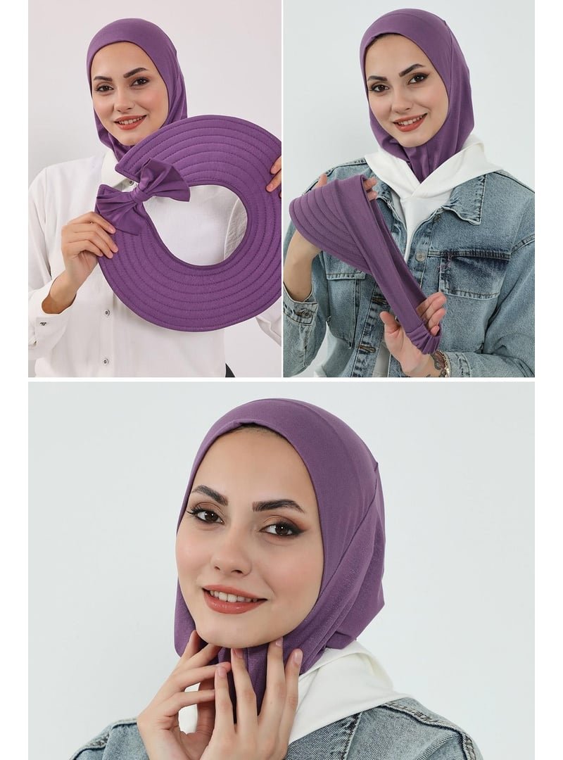 Aisha`s Design 1p Mor 3'lü Tak Çık Bone,siperlik Ve Şapka Seti ,st