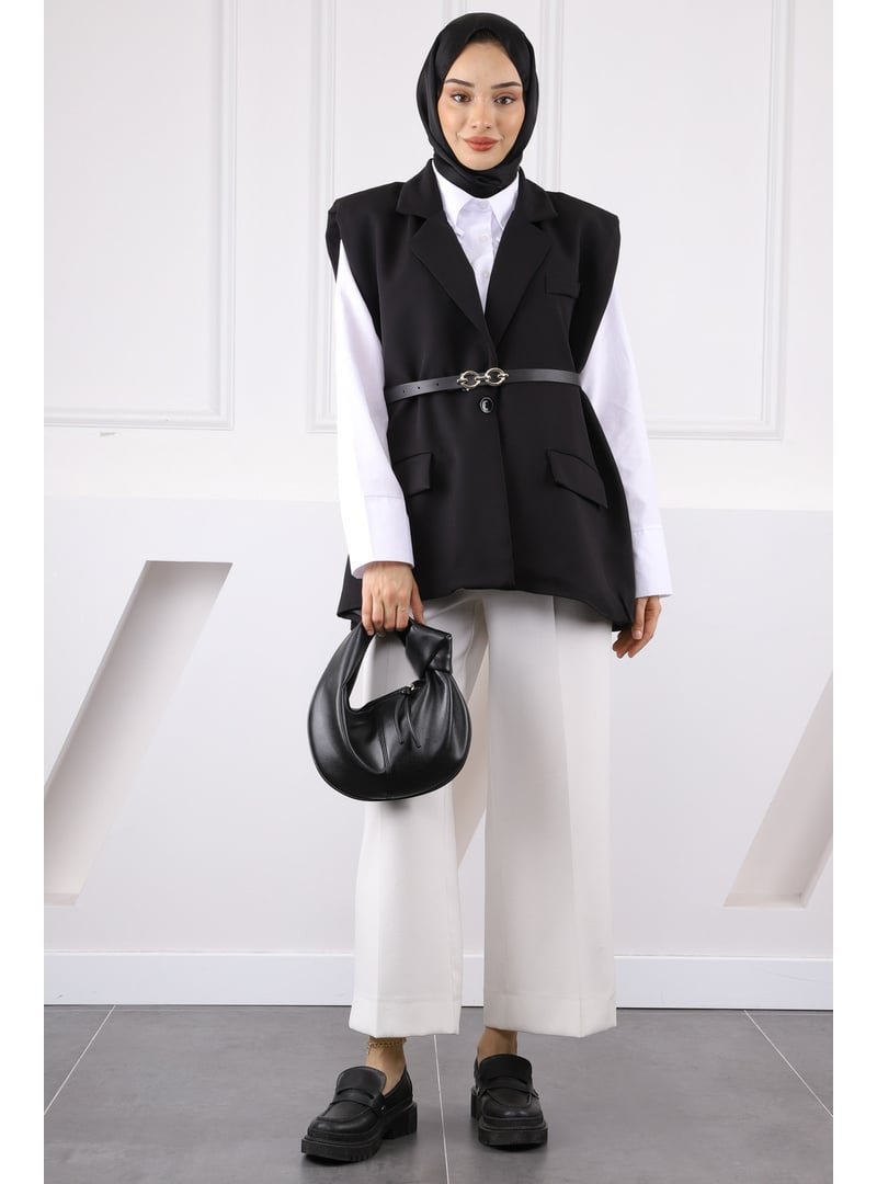 İmaj Butik Siyah Bel Kemerli Yelek