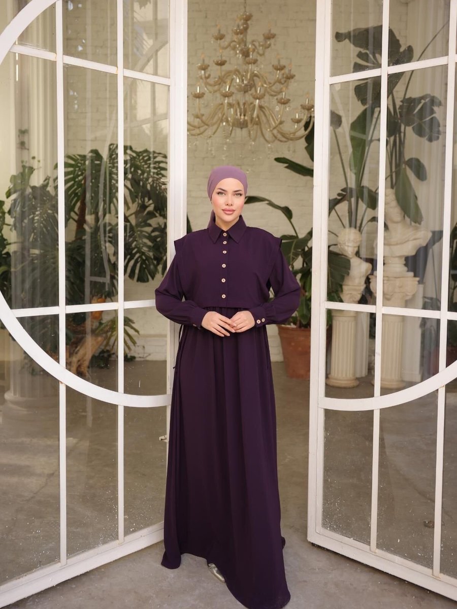 Nissra Mürdüm Ankanoor Önlüklü Medine İpeği Elbise