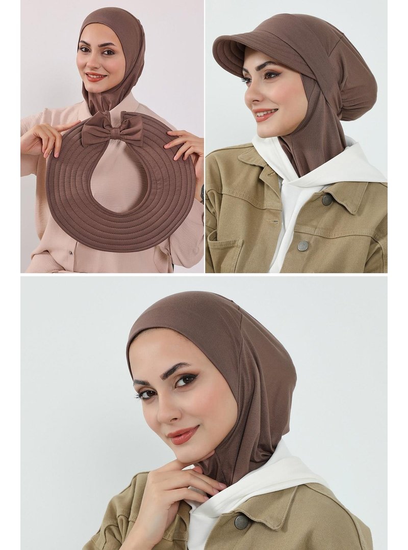 Aisha`s Design 1p Çikolata 3'lü Tak Çık Bone,siperlik Ve Şapka Seti ,st