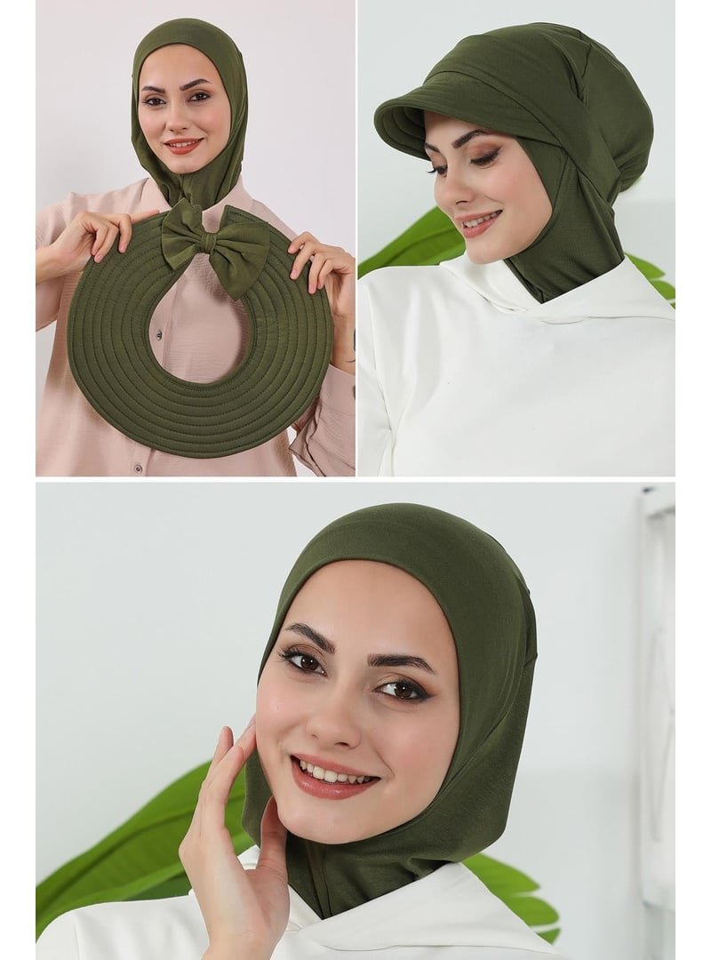 Aisha`s Design 1p Haki 3'lü Tak Çık Bone,siperlik Ve Şapka Seti ,st