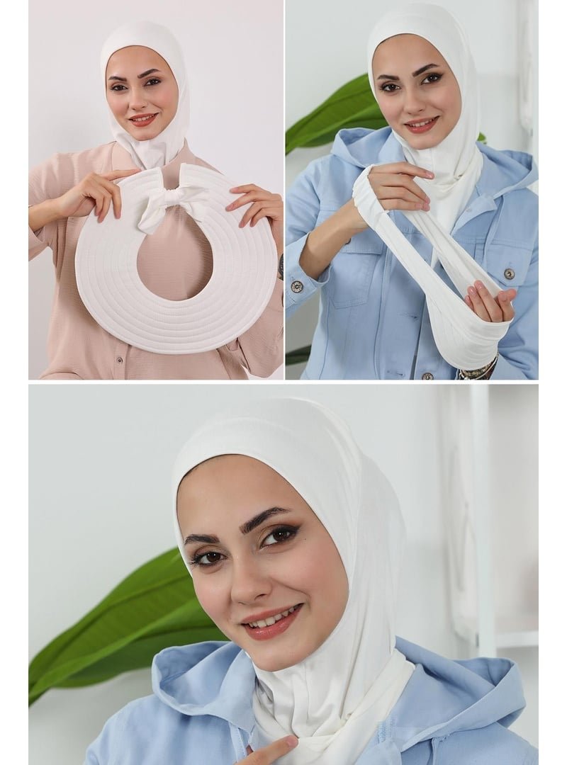Aisha`s Design 1p Krem 3'lü Tak Çık Bone,siperlik Ve Şapka Seti ,st