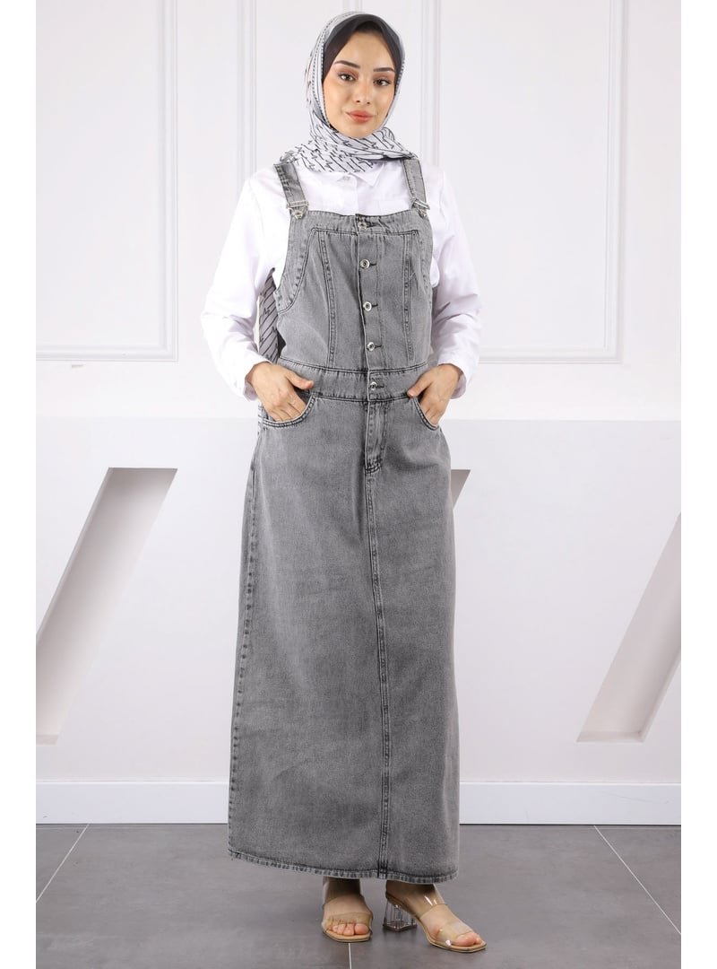 İmaj Butik Füme Cepli Kot Salopet