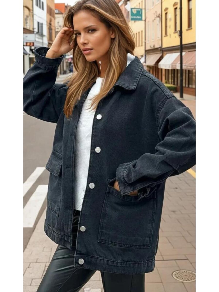 Pasaklı Giyim Siyah Oversize Kot Ceket