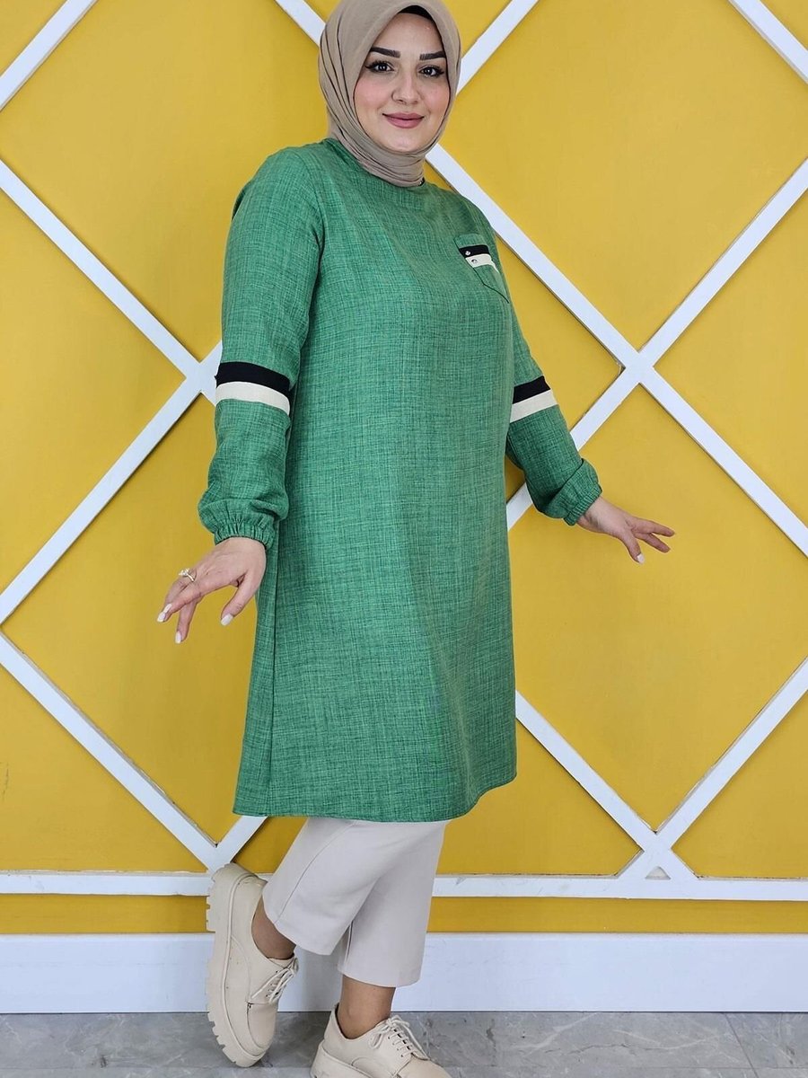 MYSTİL Benetton Taş Ve Renk Kombin Detaylı Tunik