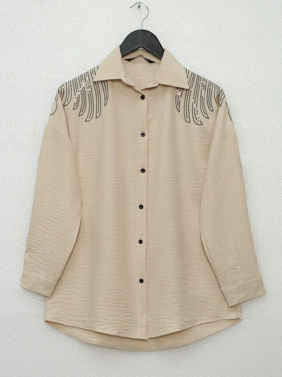 HİJABAYA Vizon Desenli Pul Payet Tunik