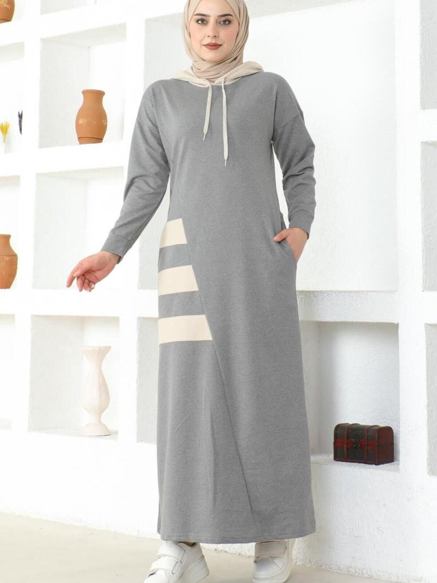 Mec Fashion Gri Çizgili Spor Elbise