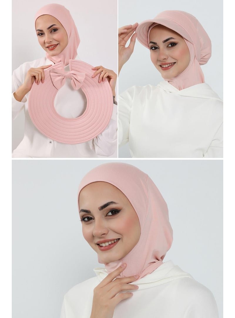 Aisha`s Design 1p Pudra 3'lü Tak Çık Bone,siperlik Ve Şapka Seti ,st