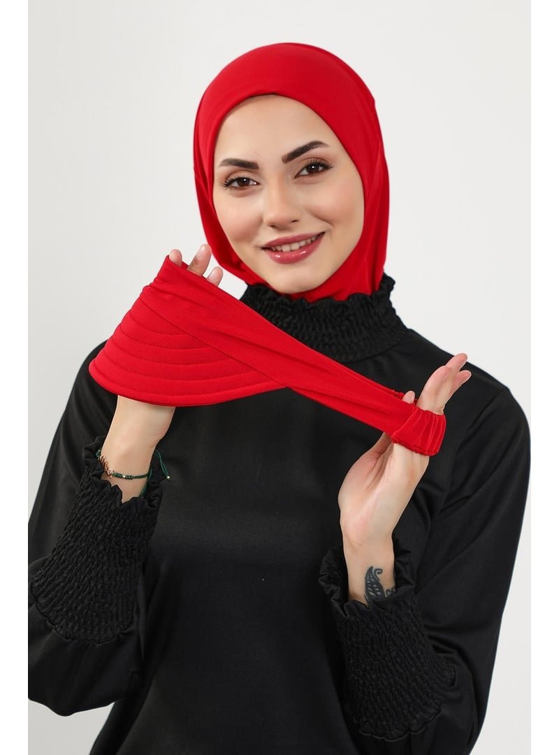 Aisha`s Design 5sn Kırmızı Türban Üzeri (deniz,havuz İçiin Uygun) Siperlik Şapka,sp