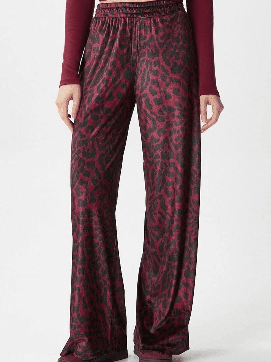 Özer&Hermin Bordo Leopar Desen Pantolon