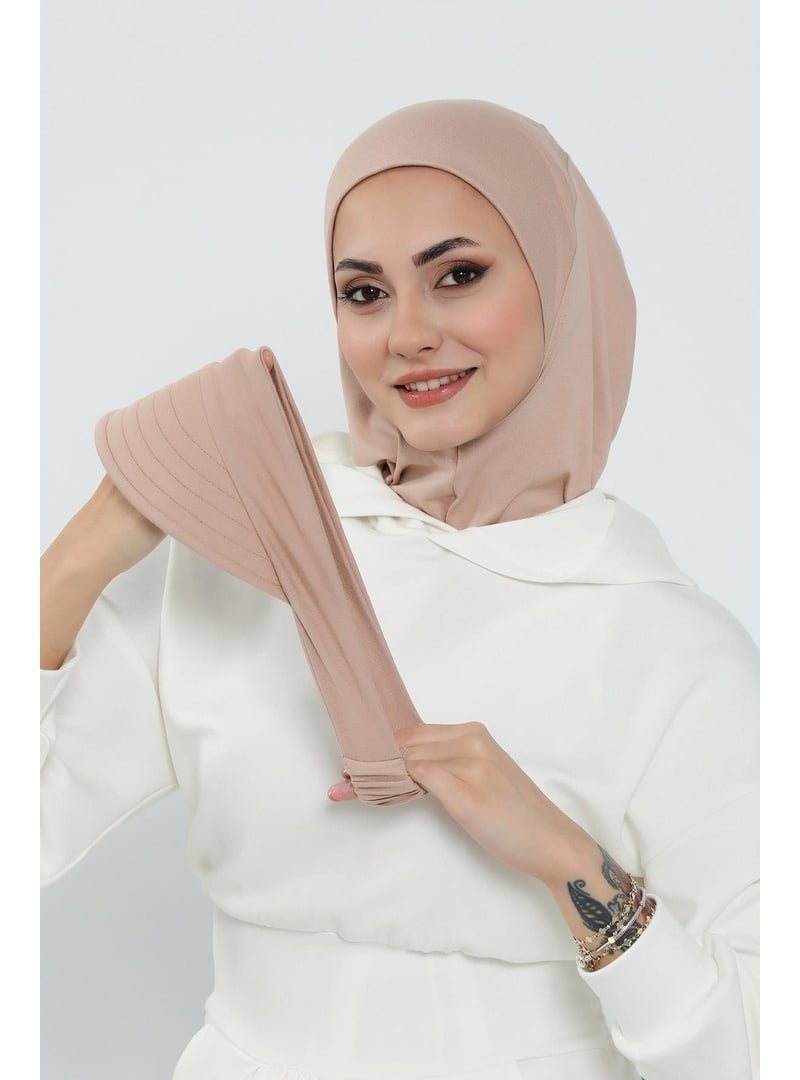 Aisha`s Design 5p Açık Vizon Türban Üzeri Siperlik Şapka,sp