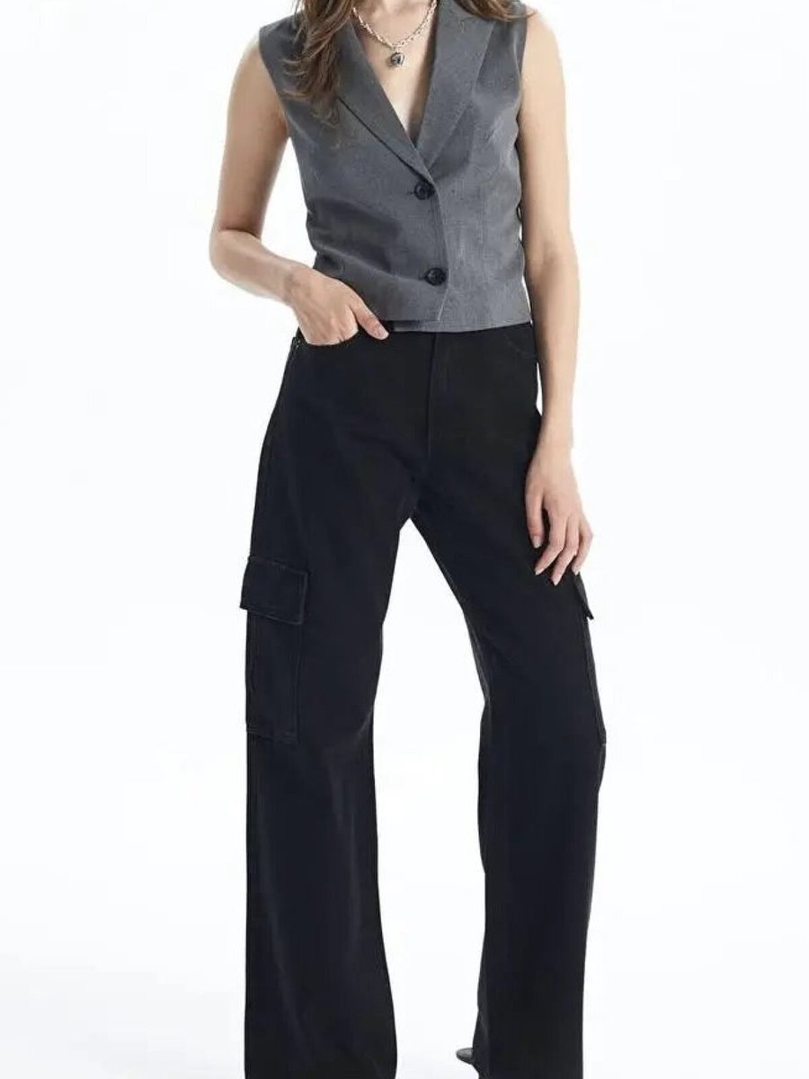 Özer&Hermin Siyah Kargo Cep Jeans Pantolon