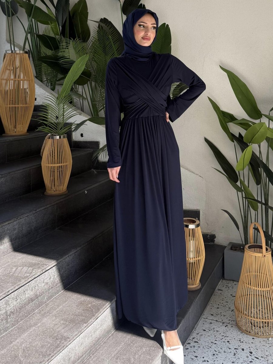 Ensa Tesettür Lacivert Linda Taşlı Abiye Elbise