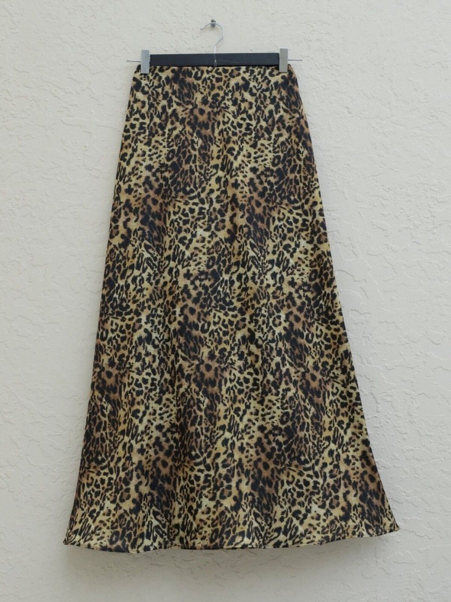 HİJABAYA Leopar Uzun Desen Kloş Etek