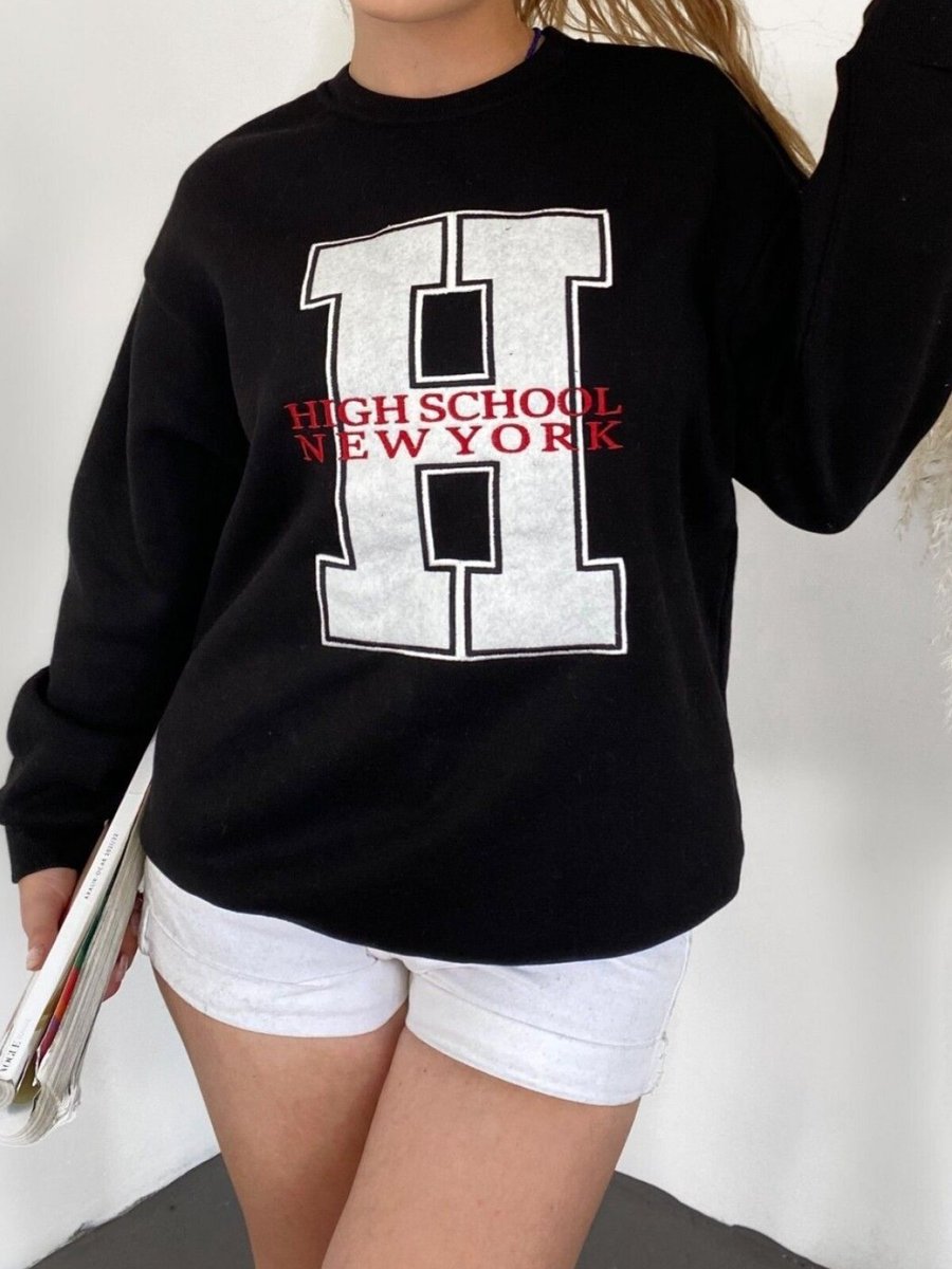 HİJABAYA Siyah Önü Nakışlı Bisiklet Yaka Sweat Tunik