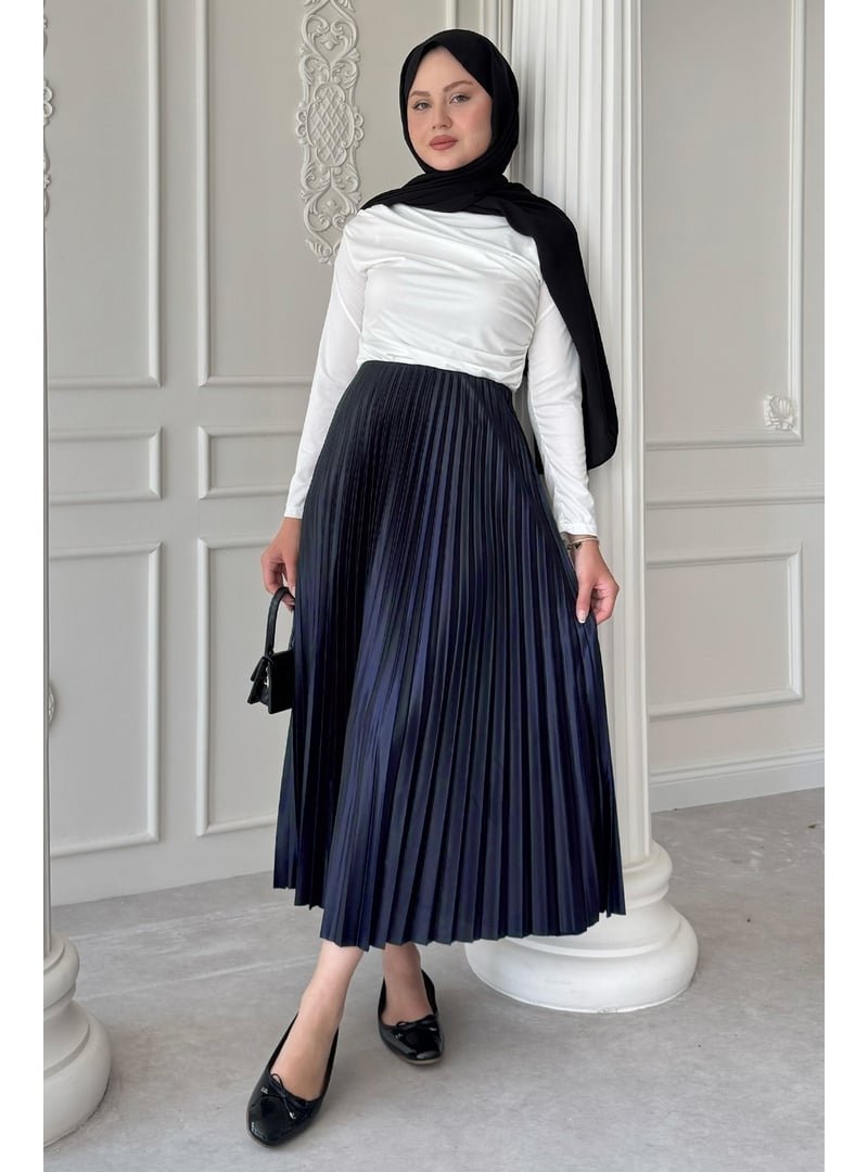 InStyle Piliseli Lacivert Etek