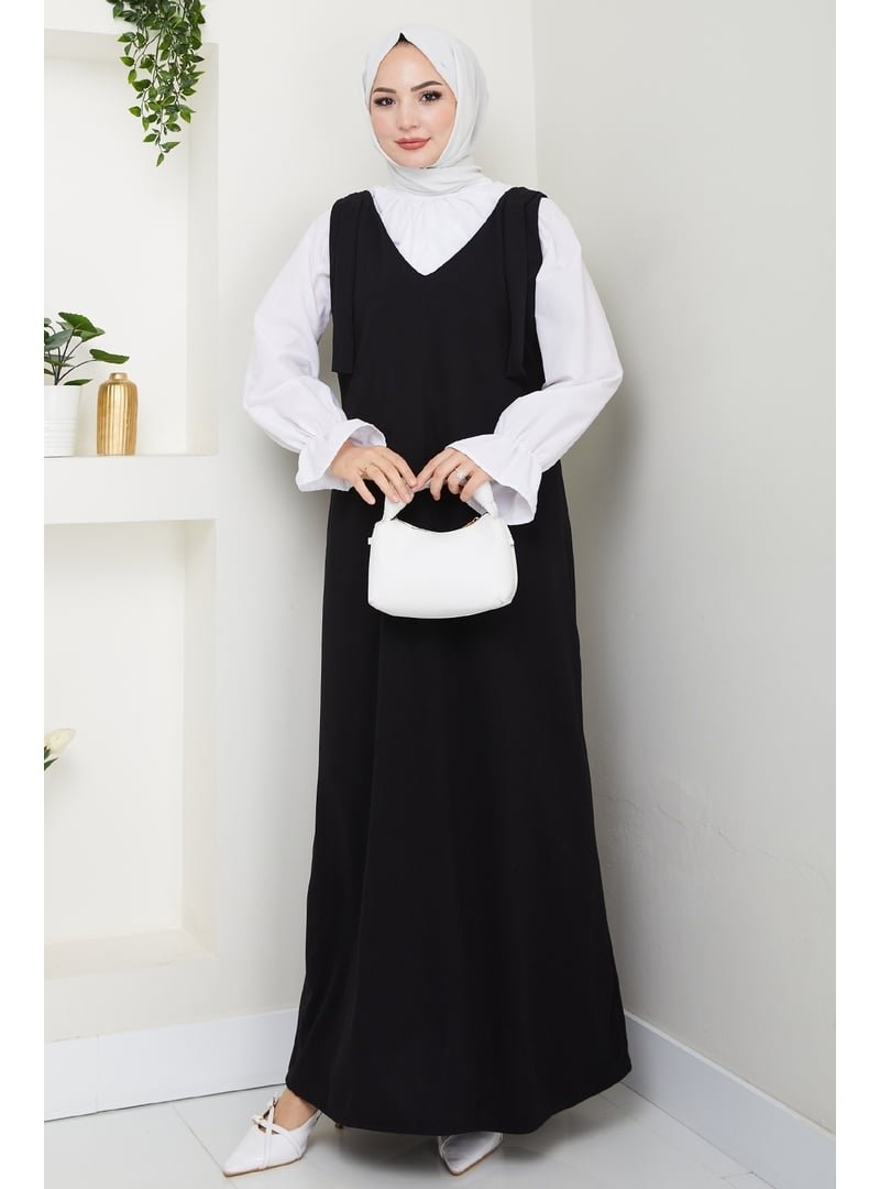 InStyle Double Krep Jile Siyah Elbise