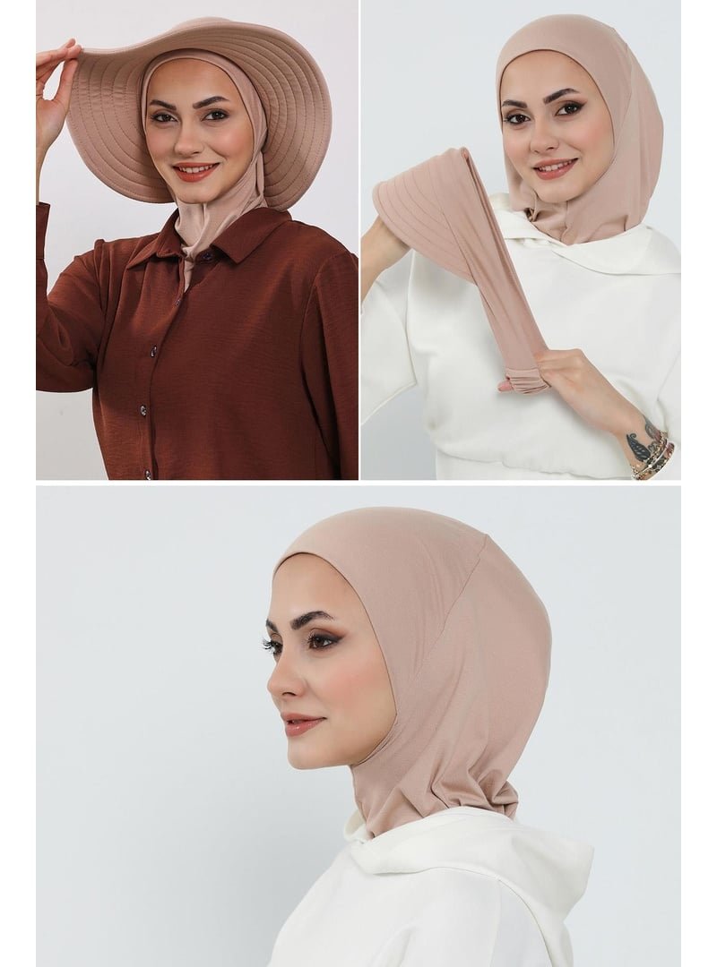 Aisha`s Design 1p Açık Vizon 3'lü Tak Çık Bone,siperlik Ve Şapka Seti ,st