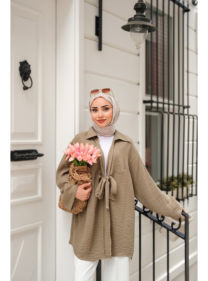 Locco Moda Önden Bağlamalı Ceket Haki Yeşil