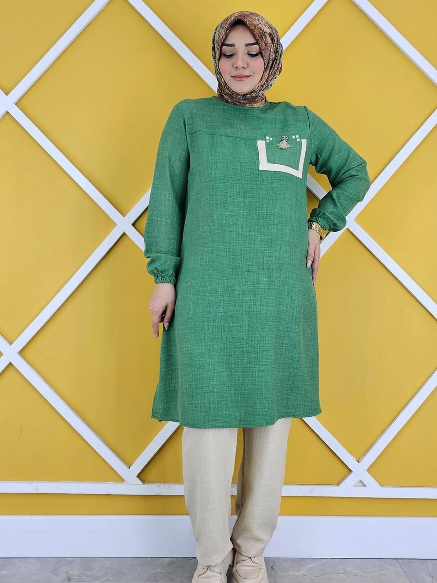 MYSTİL Benetton Cebi Kombin Ve Püskül Detaylı Testtür Tunik