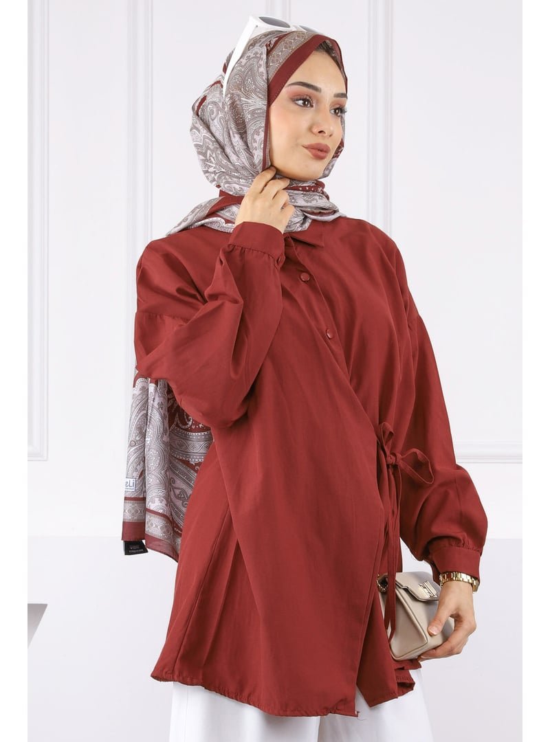 İmaj Butik Bordo Yandan Bağlamalı Modal Tunik