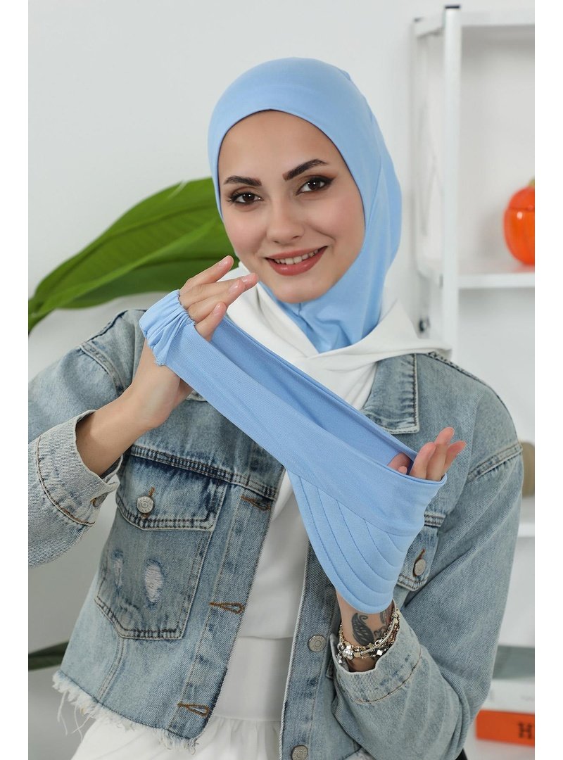 Aisha`s Design 5p Mavi Türban Üzeri Siperlik Şapka,sp