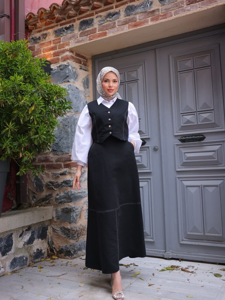 Nissra Siyah Ankanoor Etek Yelek İkili Takım