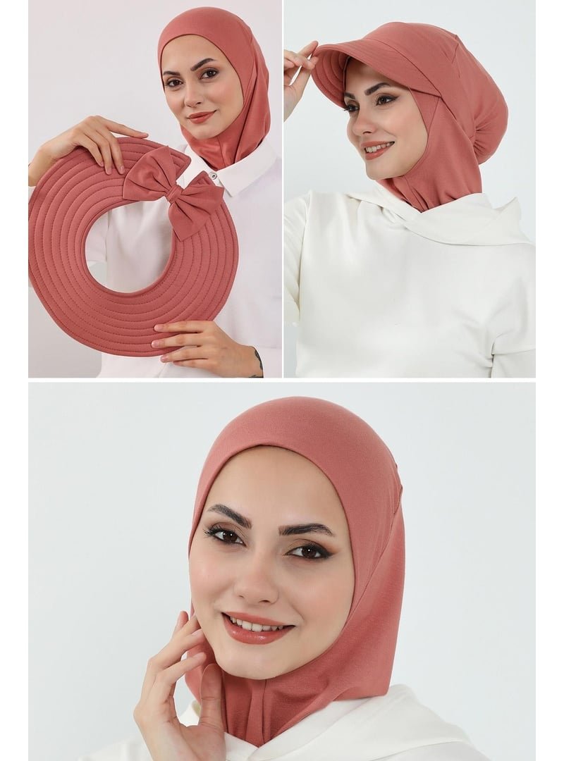 Aisha`s Design 1p Somon 3'lü Tak Çık Bone,siperlik Ve Şapka Seti ,st