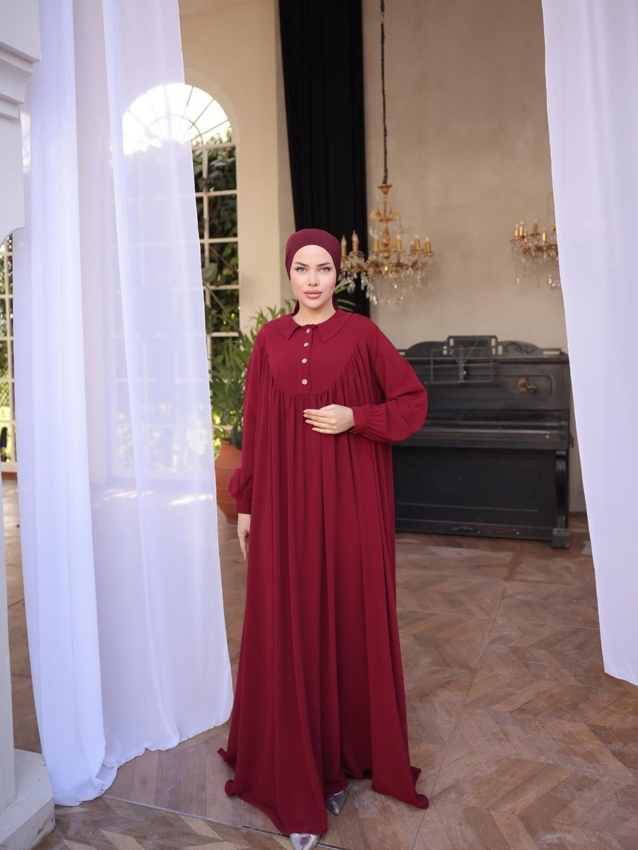 Nissra Bordo Ankanoor Yaka Düğmeli Gömlek Elbise
