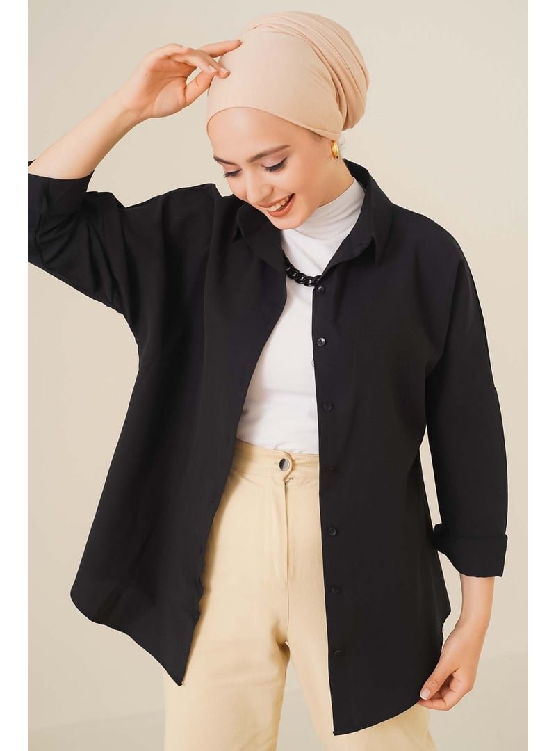 Bigdart Siyah Oversize Basic Gömlek