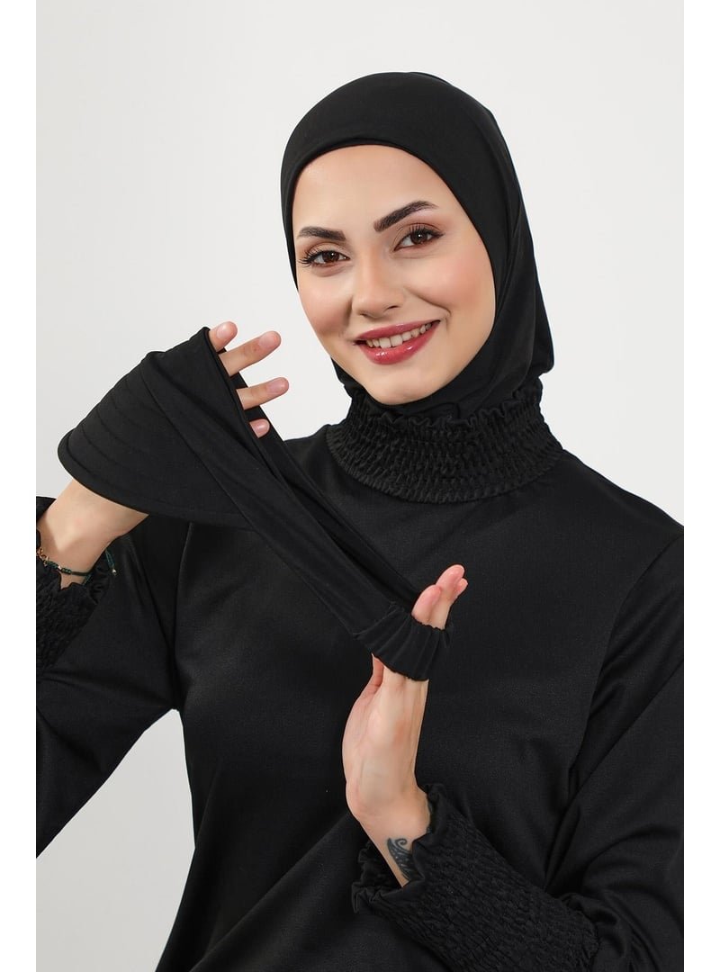 Aisha`s Design 5sn Siyah Türban Üzeri (deniz,havuz İçiin Uygun) Siperlik Şapka,sp
