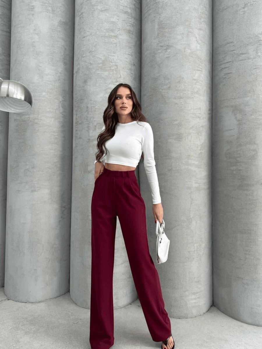 Özer&Hermin Bordo Kancalı Pantolon