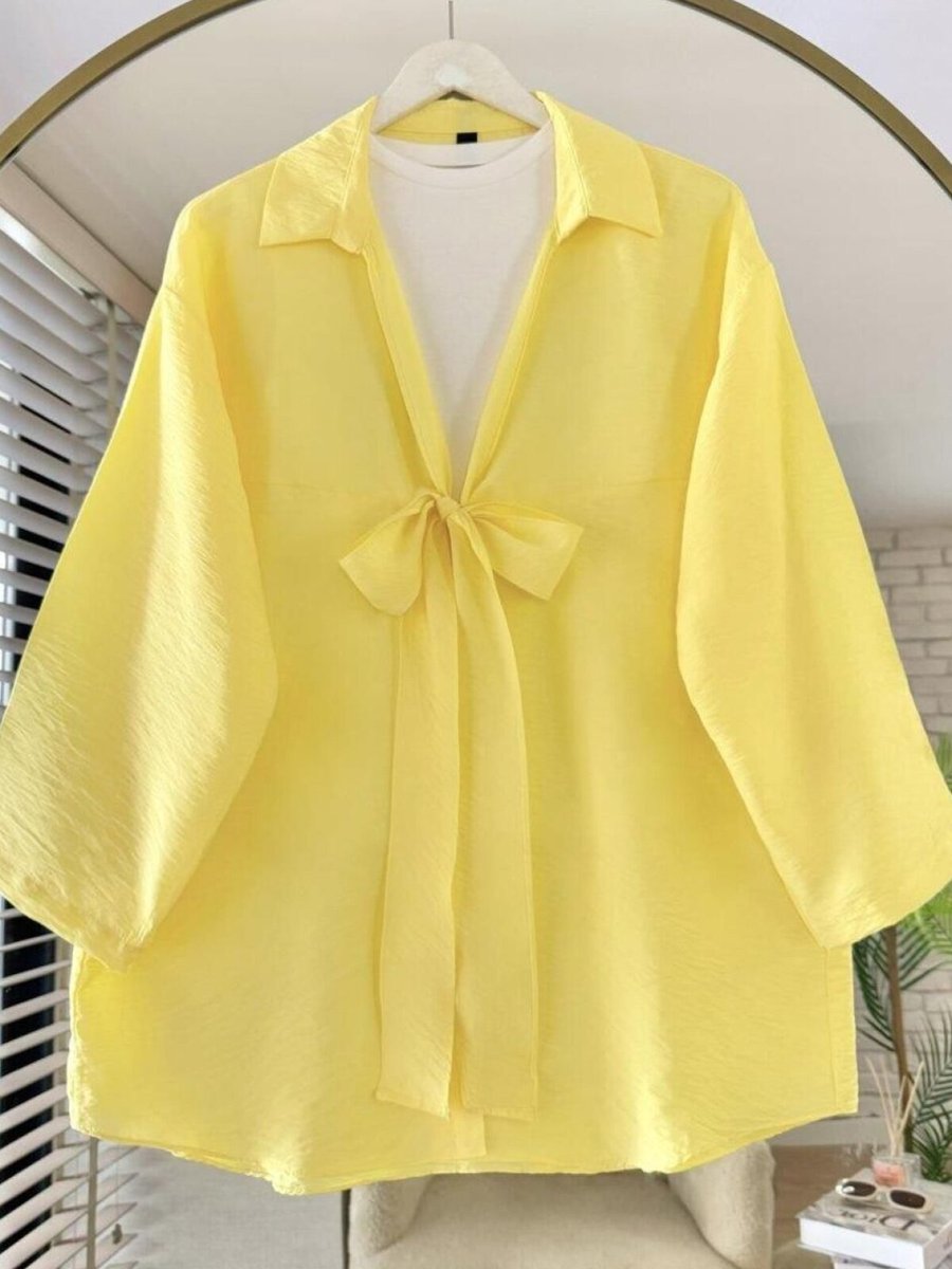 Nergis Neva Butik Sarı Kimono Tunik