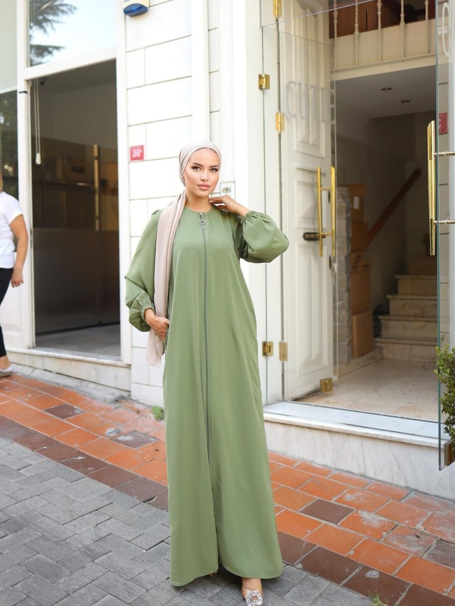 Nissra Açık Haki Ankanoor Düz Ferace