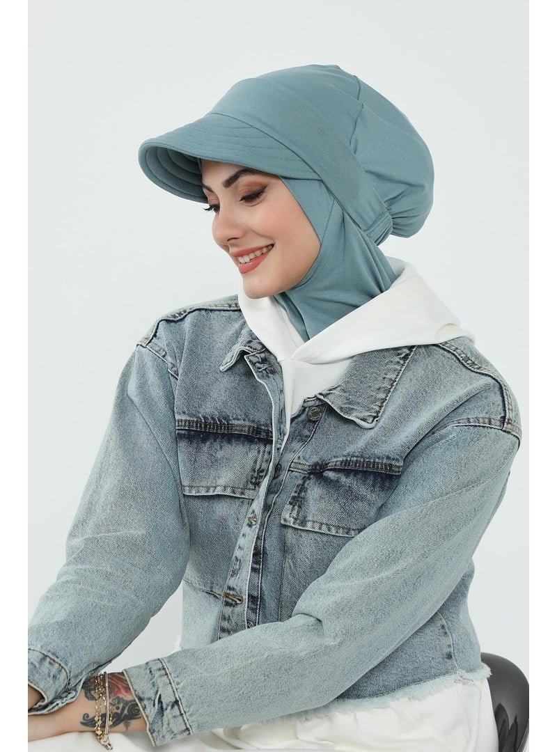 Aisha`s Design 5p Koyu Mint Türban Üzeri Siperlik Şapka,sp