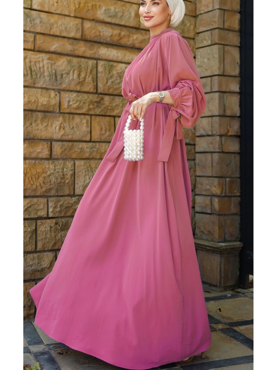 Nissra Pembe Ankanoor Büzgü Yaka Salaş Elbise