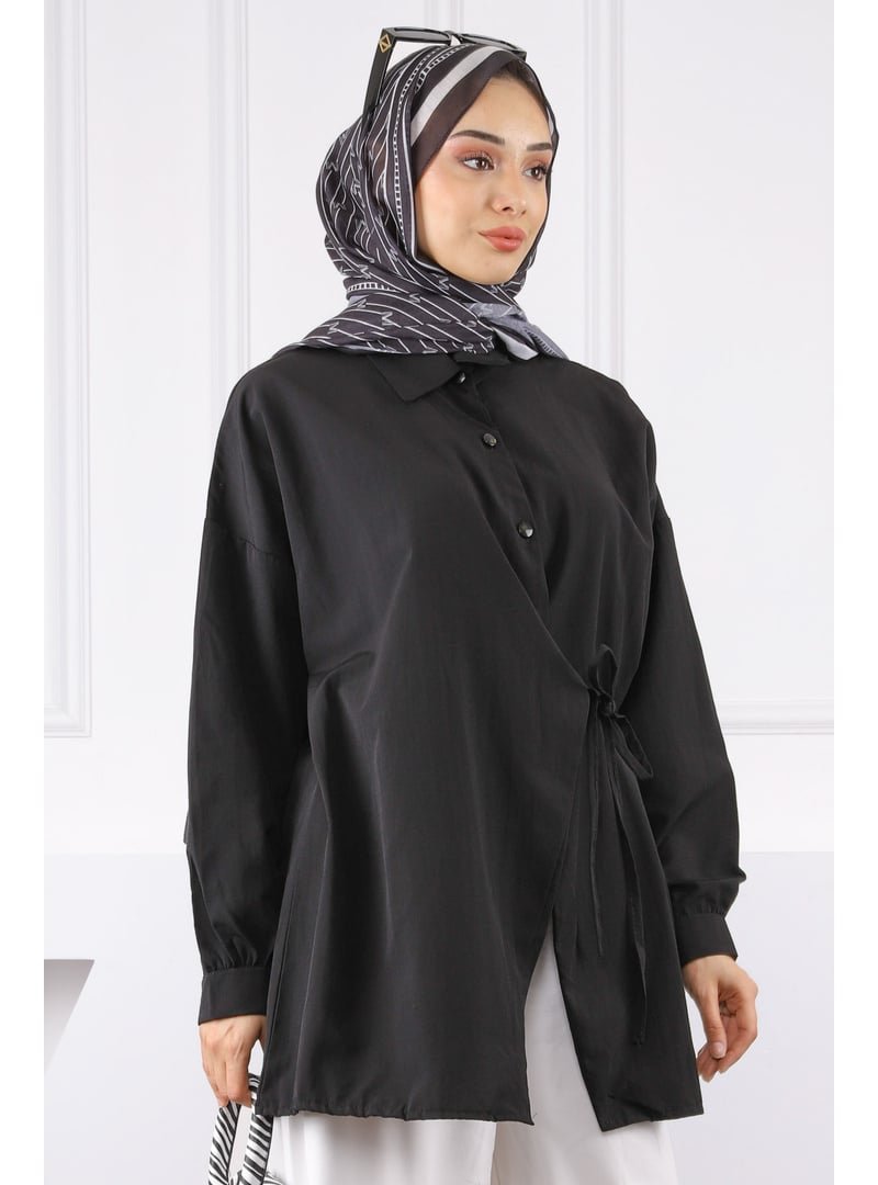 İmaj Butik Siyah Yandan Bağlamalı Modal Tunik