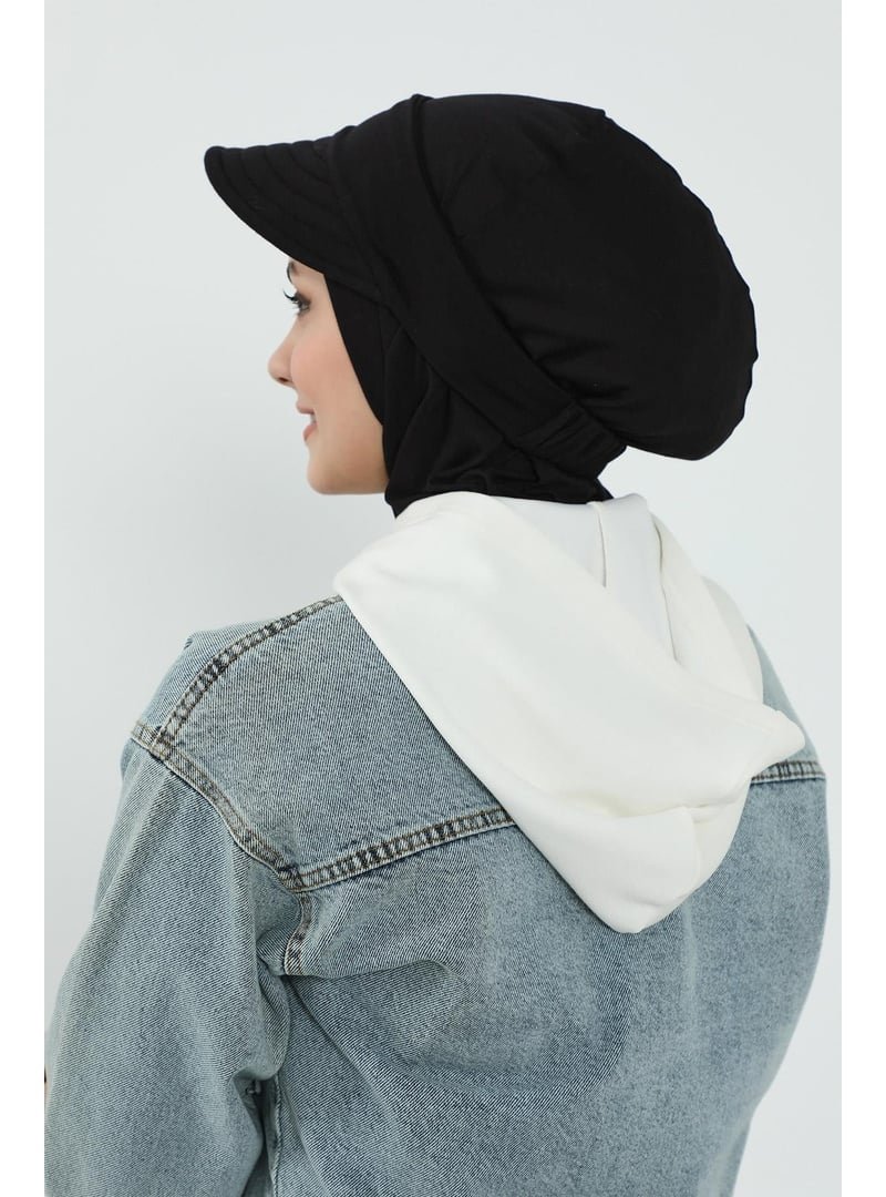Aisha`s Design 5p Siyah Türban Üzeri Siperlik Şapka,sp