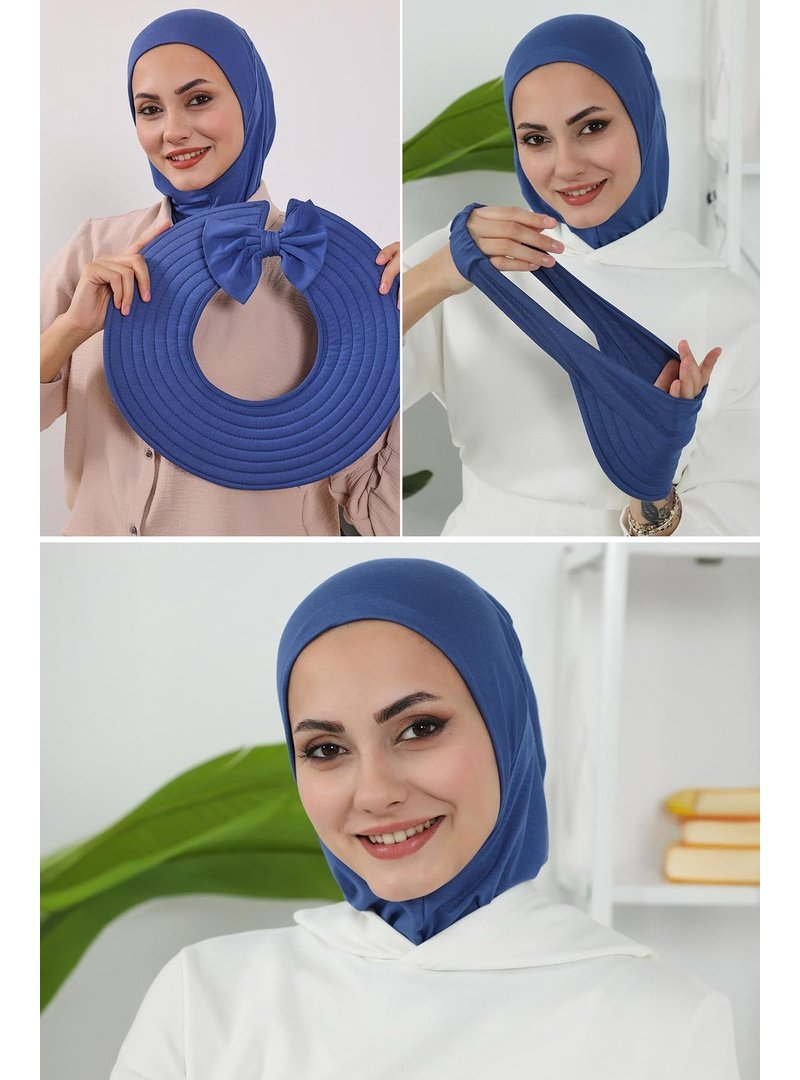 Aisha`s Design 1p İndigo 3'lü Tak Çık Bone,siperlik Ve Şapka Seti ,st