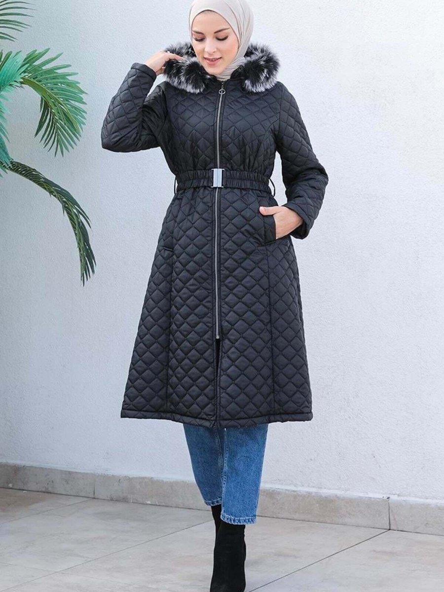 Mec Fashion Siyah Kapitone Şişme Mont