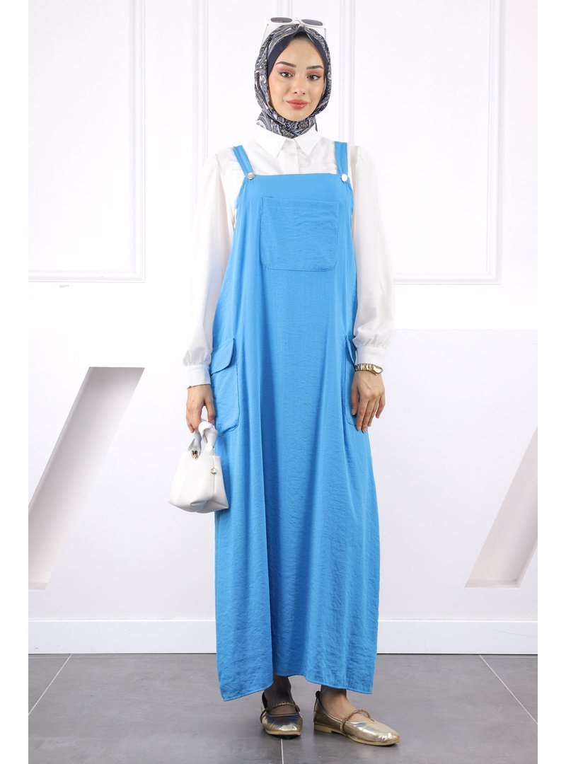 İmaj Butik Mavi Gömlek Kombinli Jile İkili Takım