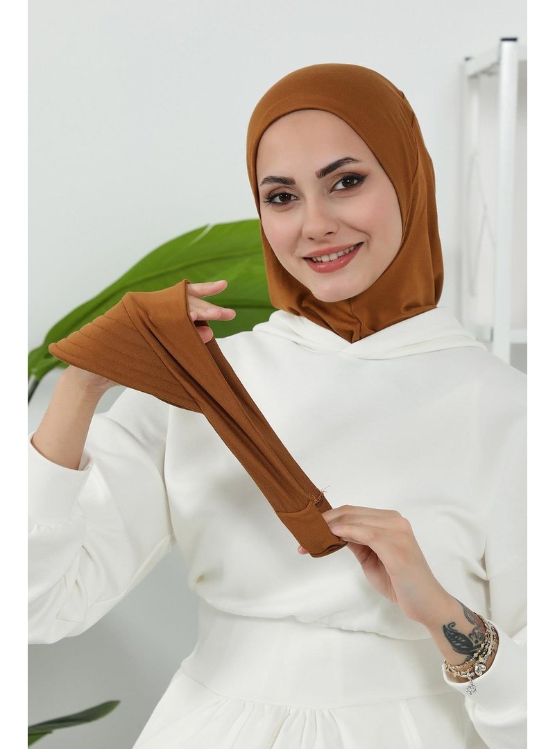 Aisha`s Design 5p Koyu Hardal Türban Üzeri Siperlik Şapka,sp