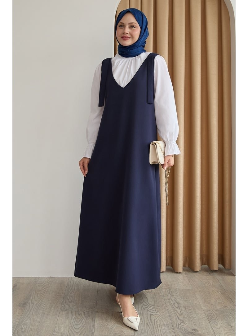 InStyle Double Krep Jile Lacivert Elbise
