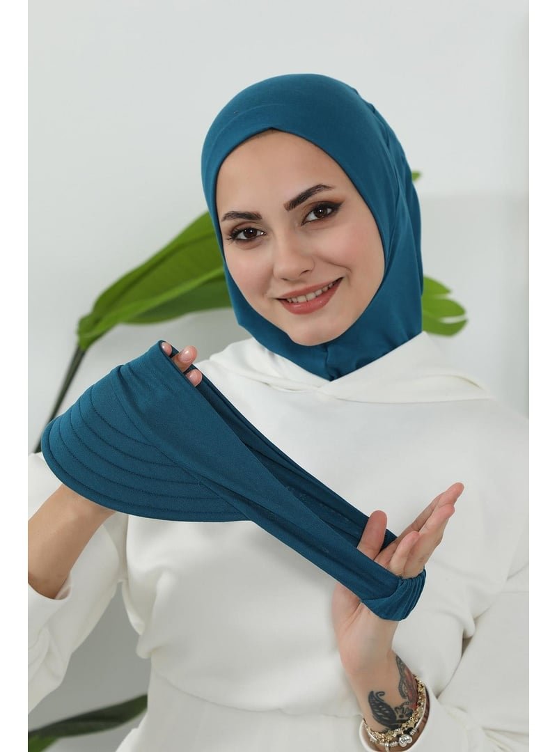 Aisha`s Design 5p Petrol Türban Üzeri Siperlik Şapka,sp