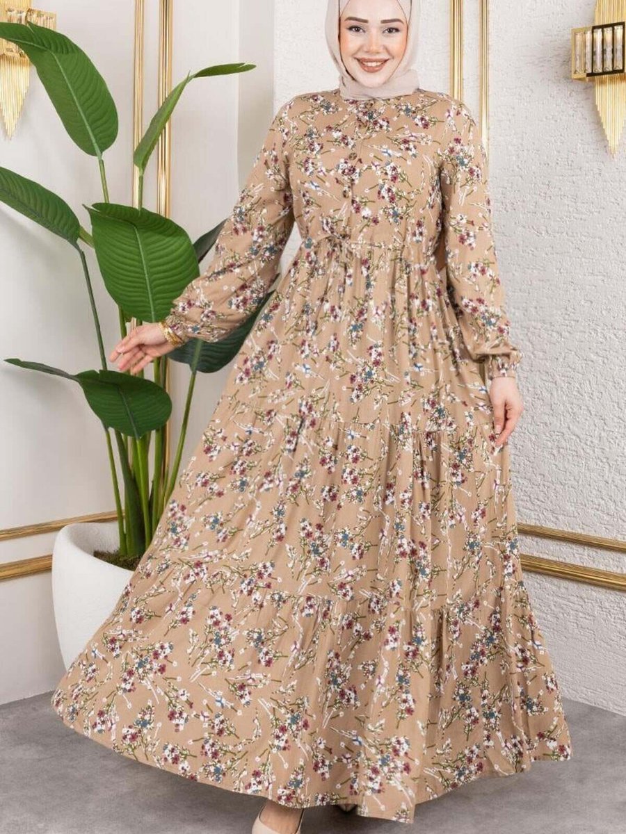 Mec Fashion Vizon Asel Çiçekli Viskon Elbise