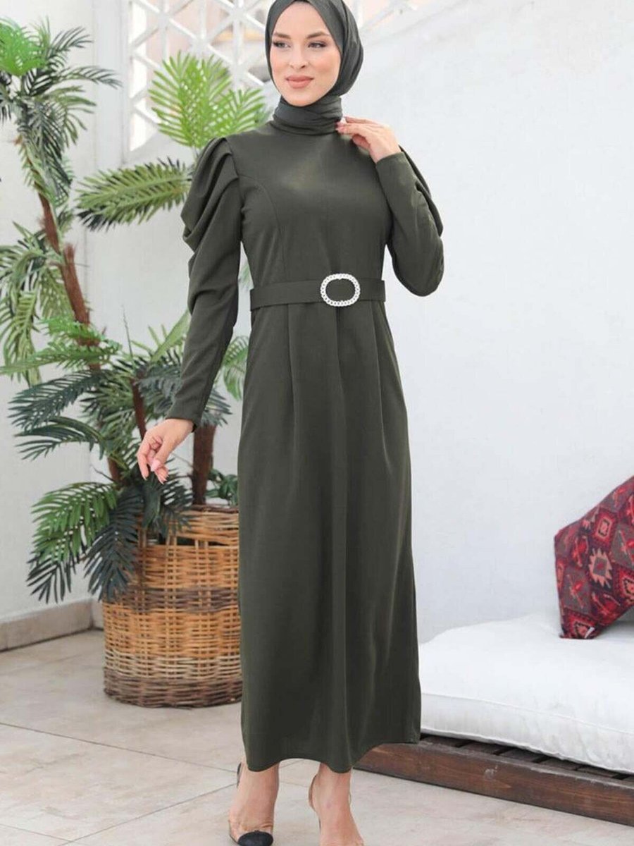 Mec Fashion Haki Balon Kol Elbise