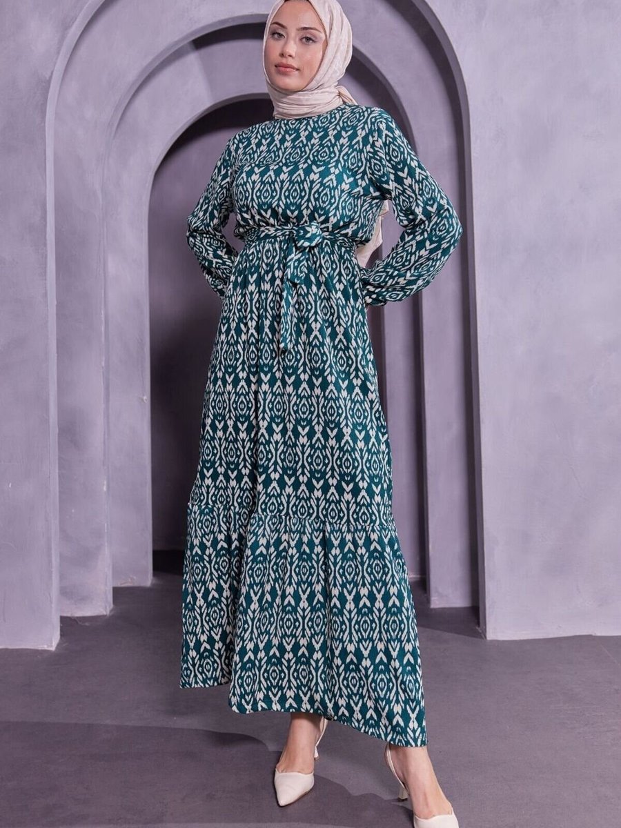 Mec Fashion Yeşil Bürümcük Elbise