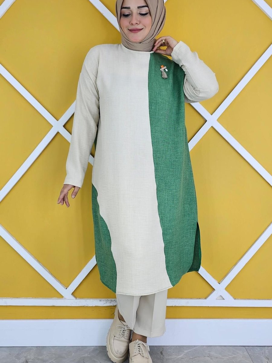 PYS Benetton Garnili Broş Detaylı Tunik