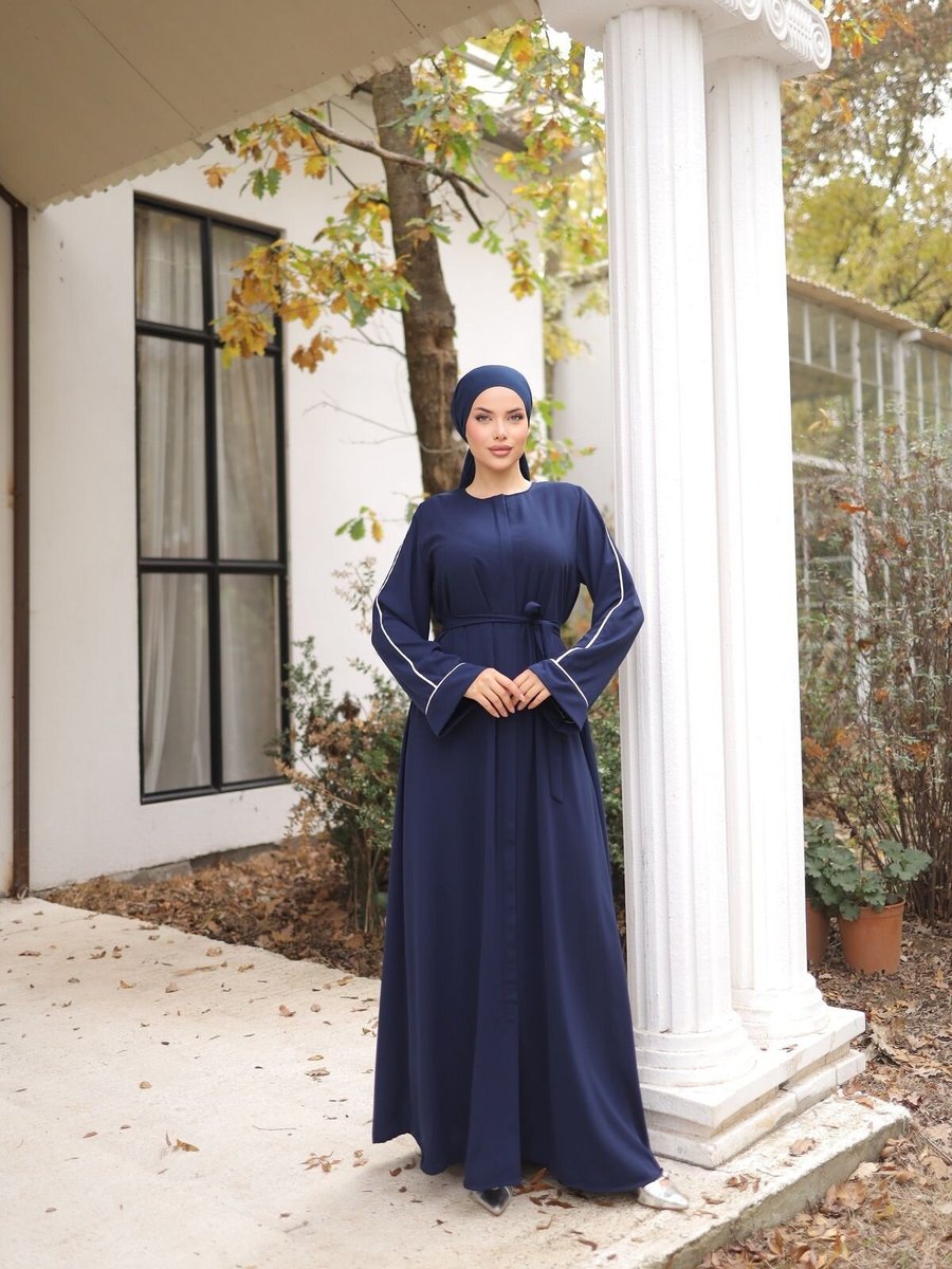 Nissra Lacivert Ankanoor Gizli Patlı Biyeli Abaya Kol Ferace